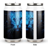 Coke Cup A Cute Cat with Blue Glowing Starry Sky And Black Background
