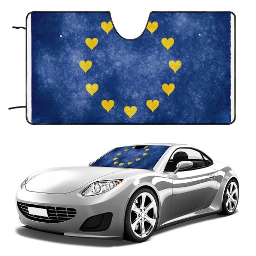Car Windshield Sunshade Europe Love Flag Grunge Texture Aged Ancient Backdrop Circular Concept Conceputal Country