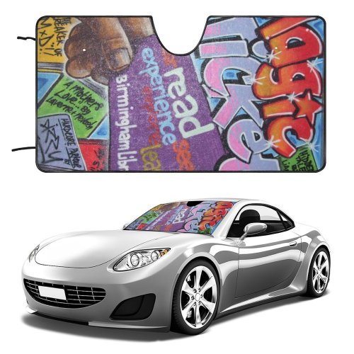 Car Windshield Sunshade Birmingham City Centre Graphite Art Tags Colorful Colourful Letters