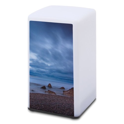 A Small Desk Lamp Sea Ocean  Rocks Horizon Sky Clouds Sunset Coast Shore Beach