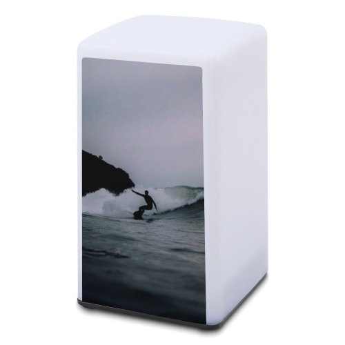 A Small Desk Lamp Sea Ocean  Surfing Dark Silhouette Rock Cliff Sky