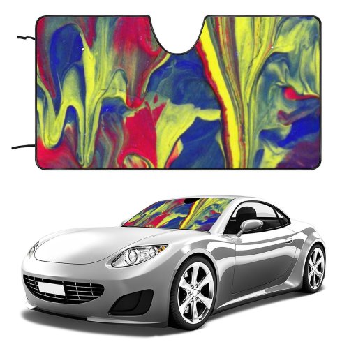 Car Windshield Sunshade Modern Impressionist Abstract Art Paintings Splatter Splat Splats Palette Oil Colours Colorful