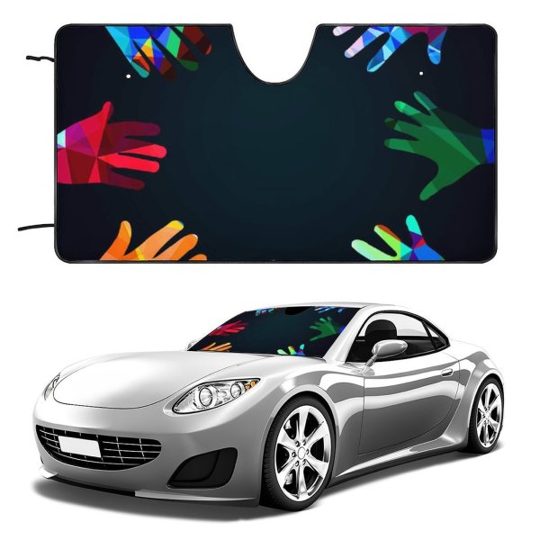 Car Windshield Sunshade Hands Vote Arm Upwards Concept Help Many Volunteer Design Raised Silhouette Party