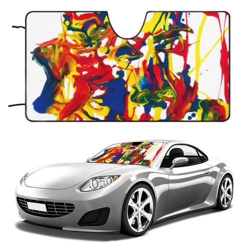 Car Windshield Sunshade Texture Abstract Faces Cool Acrylic Expressions Contemporary Modern Splatter