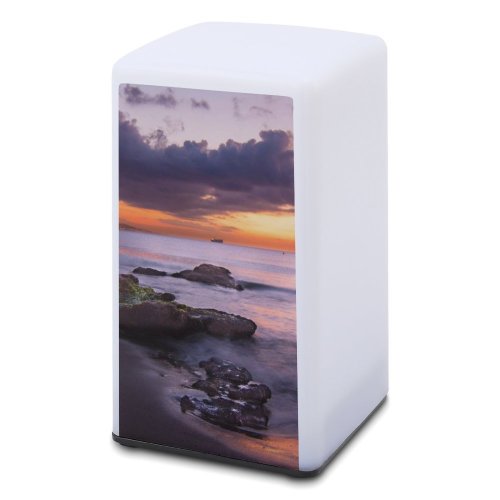 A Small Desk Lamp Sea Ocean  Rocks Horizon Sky Clouds Sunset Coast Shore Beach