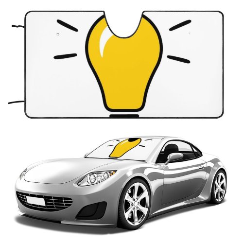 Car Windshield Sunshade Lightbulb Bulb Light Genius Website Isolated Electric Energy Innovation Power Concept Electricity