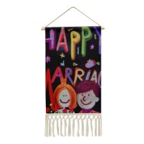 Cotton and Linen Hanging Posters Happy Marriage Cards Love Birthday Clipart Boy Girl Colorful