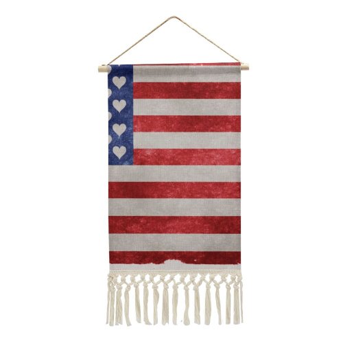 Cotton and Linen Hanging Posters Usa Flag Grunge Texture Aged America Americana Ancient Backdrop Country Cultural