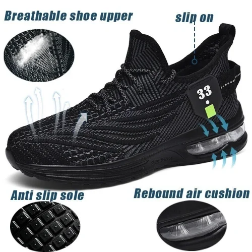 Men's Black Slip-On Running Sneakers