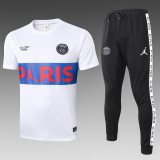 20/21 New Adult  Paris white POLO blue chest logo football suit soccer uniform  C423#