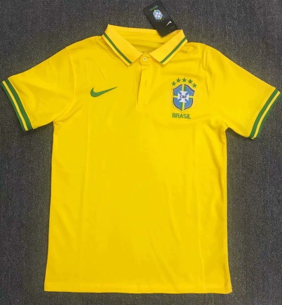 20/21 Adult Thai Quality Brazil yellow polo football shirt soccer jersey