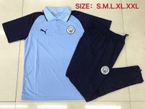 20/21 Adult Manchester city blue short sleeve polo football uniform C587#