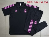 20/21 Adult Real Madrid black short sleeve polo football uniform C591#