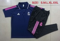 20/21 Adult Real Madrid blue short sleeve polo football uniform C592#