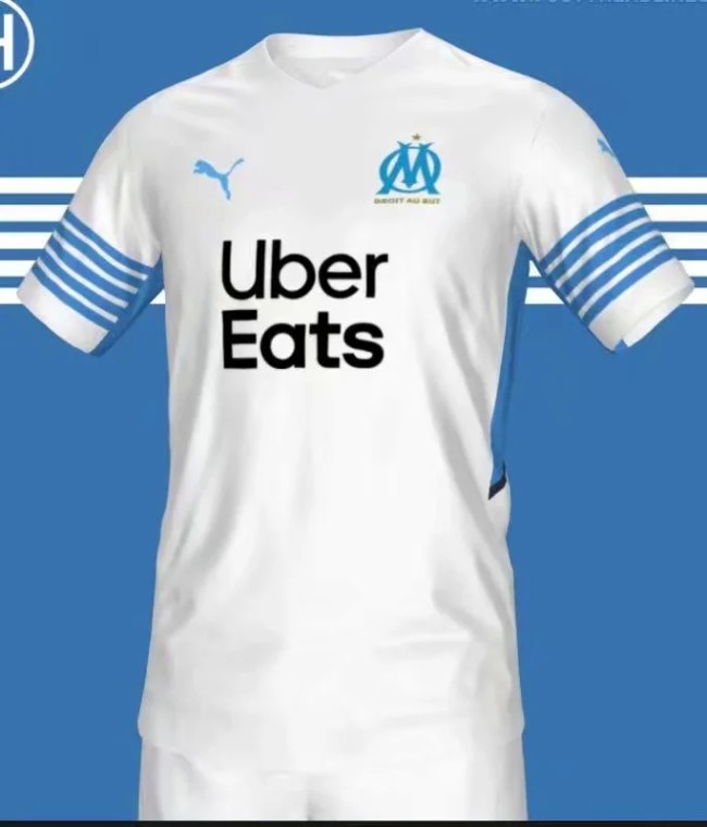 21/22  Adult Thai version Marseille home white club soccer jersey football shirt