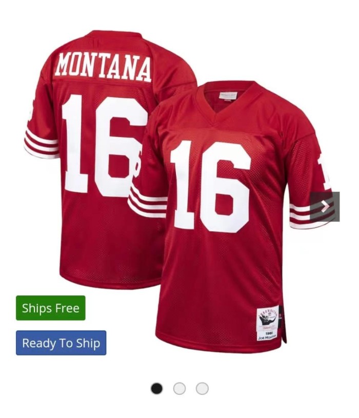 22 Men‘s San Francisco 49ers Joe Montana 16 red NFL jersey