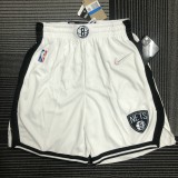 The 75th anniversary Brooklyn Nets white basketball shorts