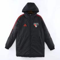 22/23 New Adult Sao paulo black men cotton padded clothes long soccer coat 9020#