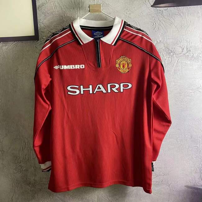 Retro 98-99 Manchester United home long sleeve soccer jersey football shirt #6590