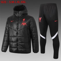 20/21 New Adult Liverpool  black  men cotton padded clothes   long soccer coat