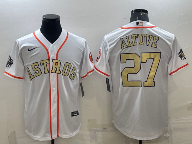 Adult Houston Astros white  27 MLB Jersey