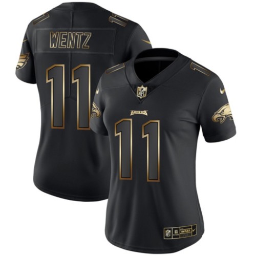 Eagles Women's football jersey WENTZ 11 black gold