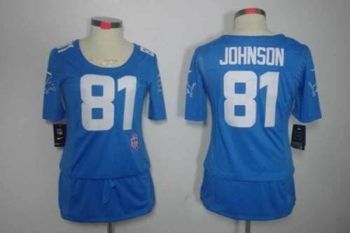 Lions Women's football jersey JOHNSON 81 blue