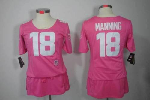Broncos Women's football jersey MANNING 18 pink