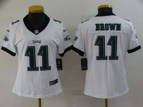 Eagles Women's football jersey BROWN 11 white second generation