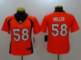 Broncos Women's football jersey MILLER 58 red second generation