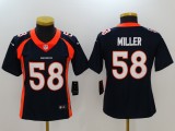 Broncos Women's football jersey MILLER 58 black second generation