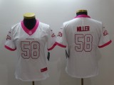 Broncos Women's football jersey MILLER 58 white first generation