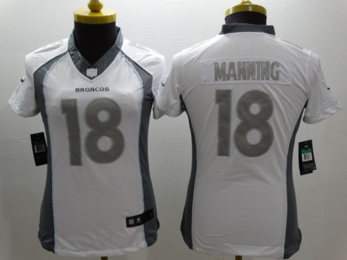 Broncos Women's football jersey MANNING 18 white