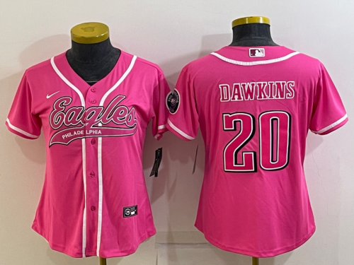 Eagles Women's football jersey DAWKINS 20 joint name pink
