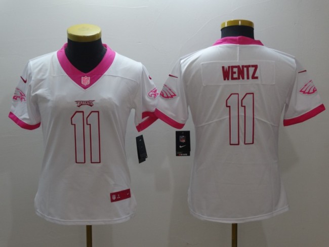 Eagles Women's football jersey WENTZ 11 white pink