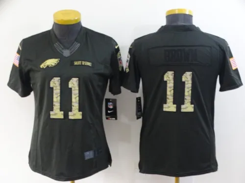 Eagles Women's football jersey BROWN 11 carbon black