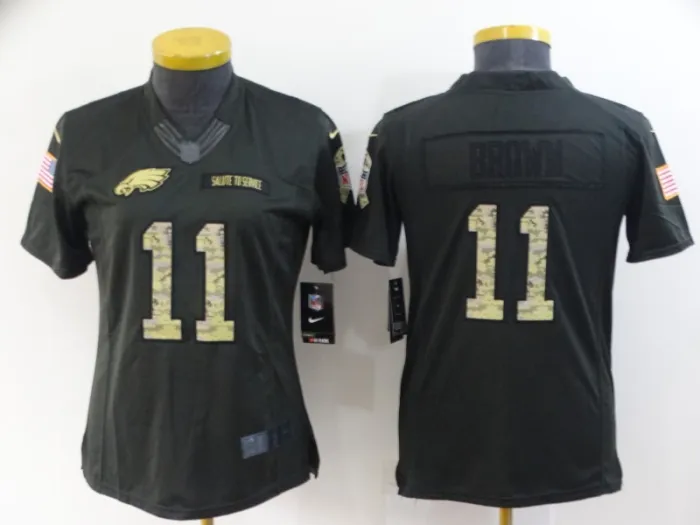Eagles Women's football jersey BROWN 11 carbon black