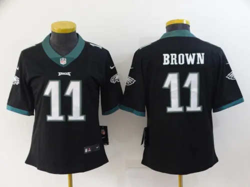 Eagles Women's football jersey BROWN 11 black second generation