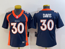 Broncos Girls football jersey DAVIS 30 blue fan edition