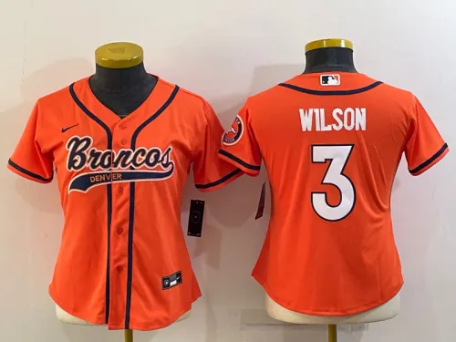 Broncos Girls football jersey WILSON 3 red joint name