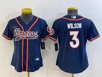 Broncos Girls football jersey WILSON 3 blue joint name