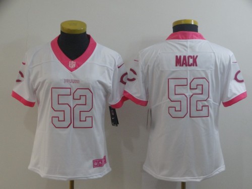 Bears Women's football jersey MACK 52 white pink