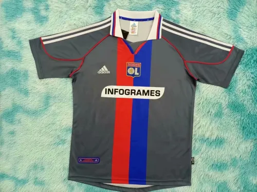 00-01 Adult  Lyon away gray retro soccer jersey football shirt