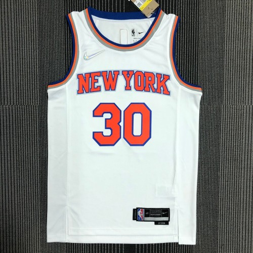 The 75th anniversary New York Knicks 30 Randle white basketball jersey