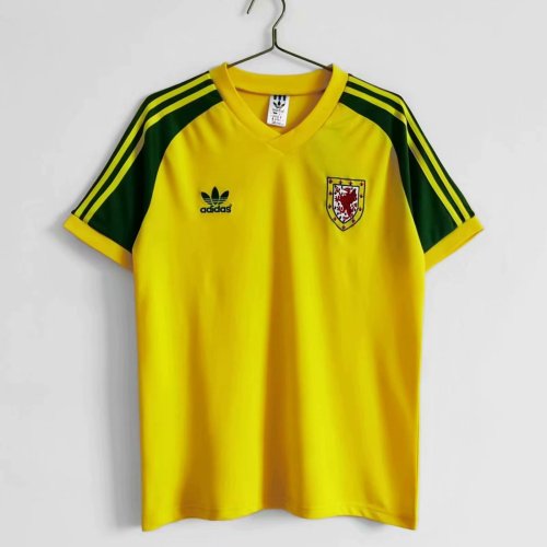 Retro 1982 Wales yellow soccer jersey football shirt