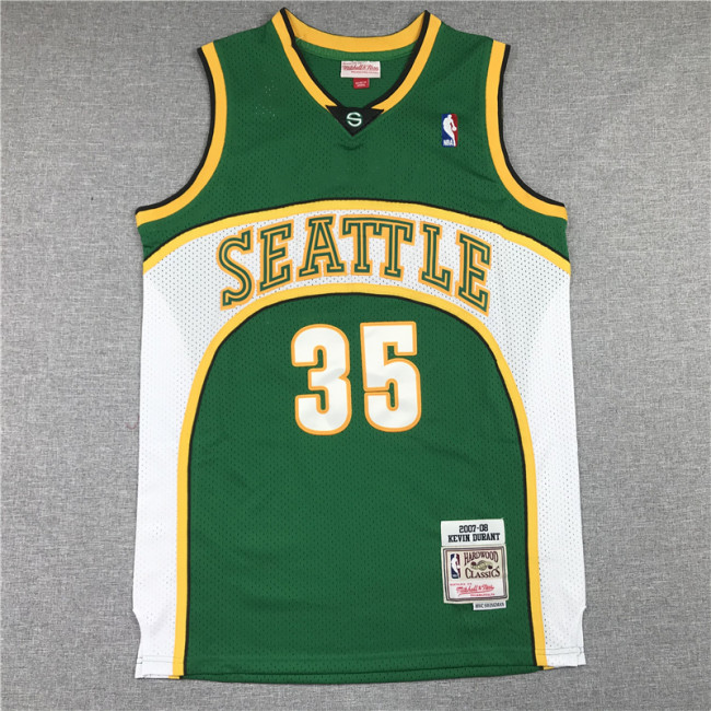Men Seattle SuperSonics Durant 35 green retro basketball jersey