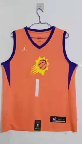 20/21 New Men Phoenix Suns Booker 1 orange Jordan version basketball jersey