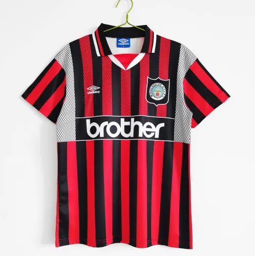 Retro 94-96 man city away red soccer jersey football shirt