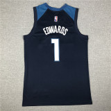 20/21 New Men Minnesota Timberwolves Edwards 1 black basketball jersey