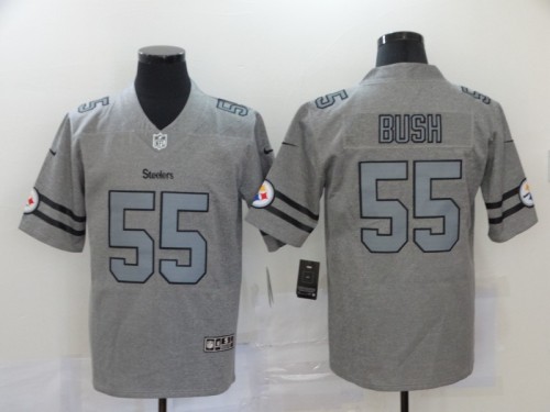 20/21 New Men Steelers Bush 55 gray NFL jersey